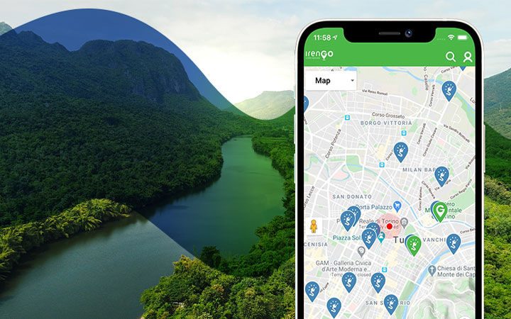 app IrenGo su sfondo panoramico naturalistico