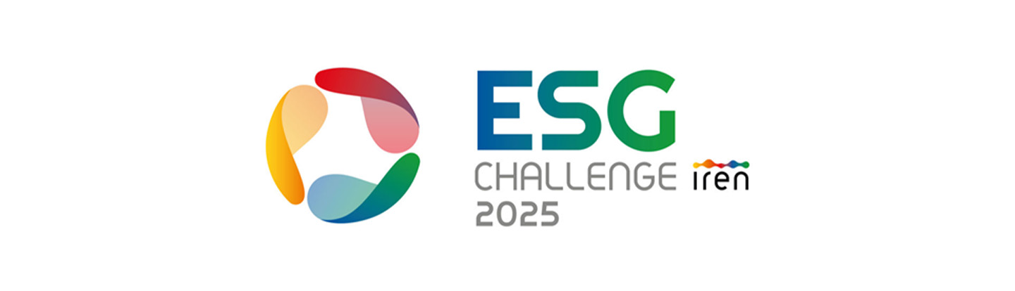 banner con il logo di ESG Challenge Iren 2025 su sfondo bianco