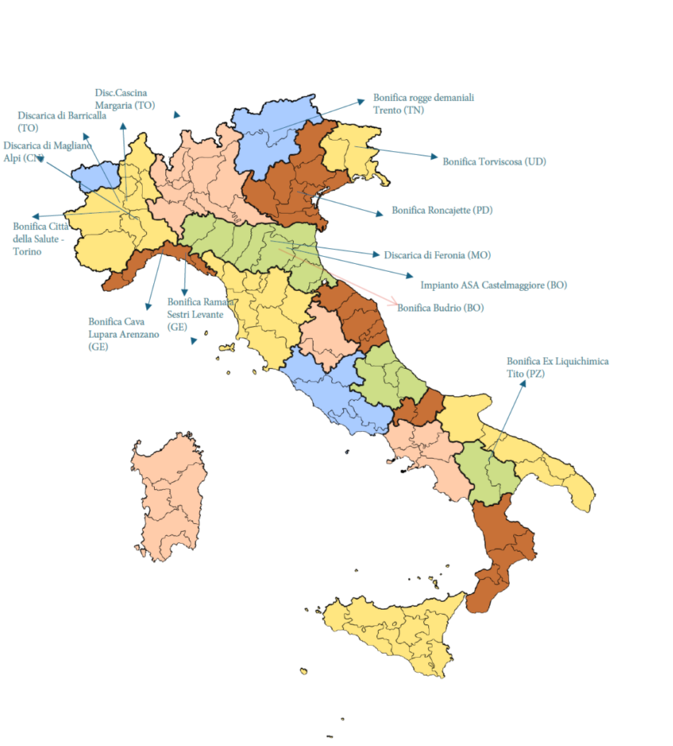 cartina con i cantieri gestiti da BSA